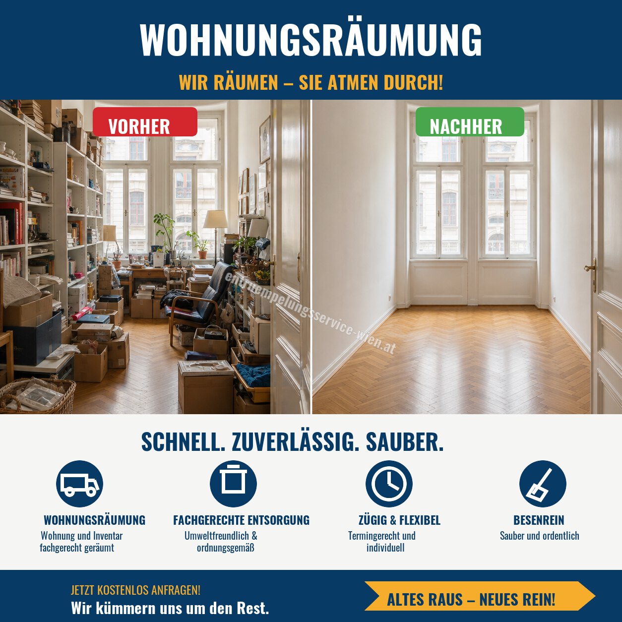 Wohnungsentrümpelung Wien: geräumte Wohnung