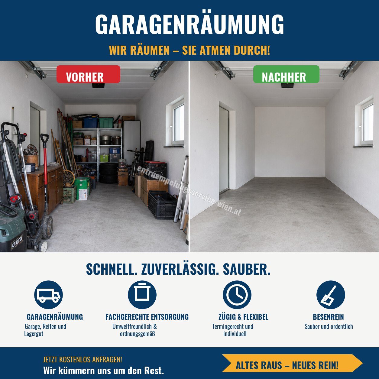 Garagenräumung – Garagenentrümpelung Wien: geräumte Garage