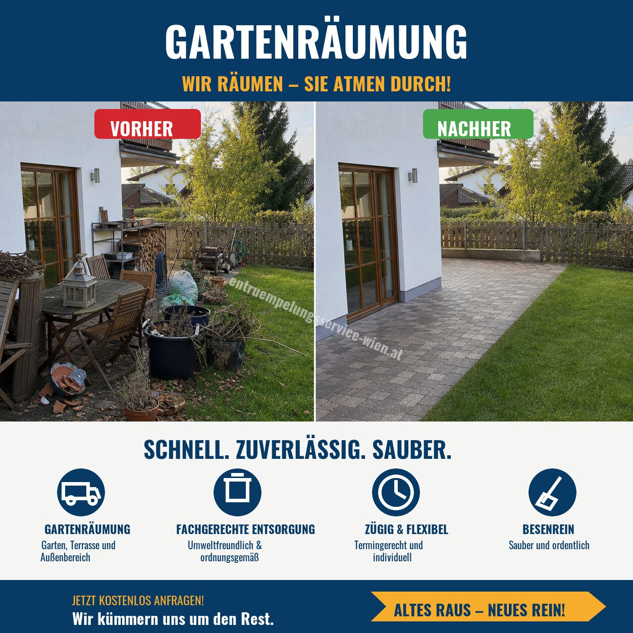 Gartenräumung: aufgeräumter Garten
