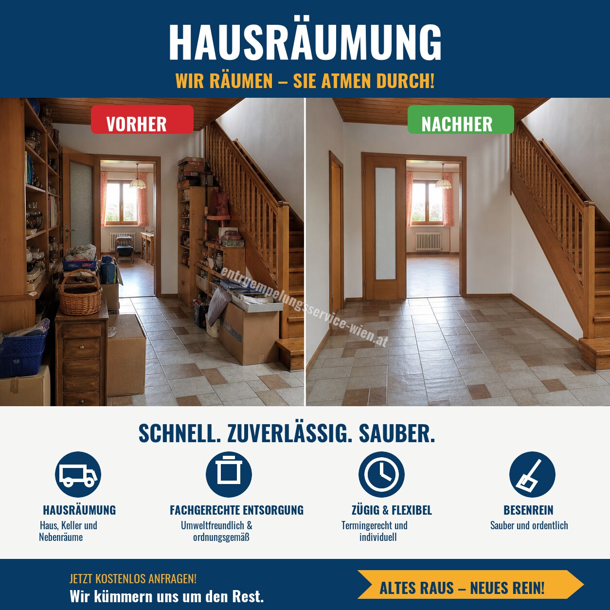 Hausräumung in Wien: geräumtes Wohnhaus