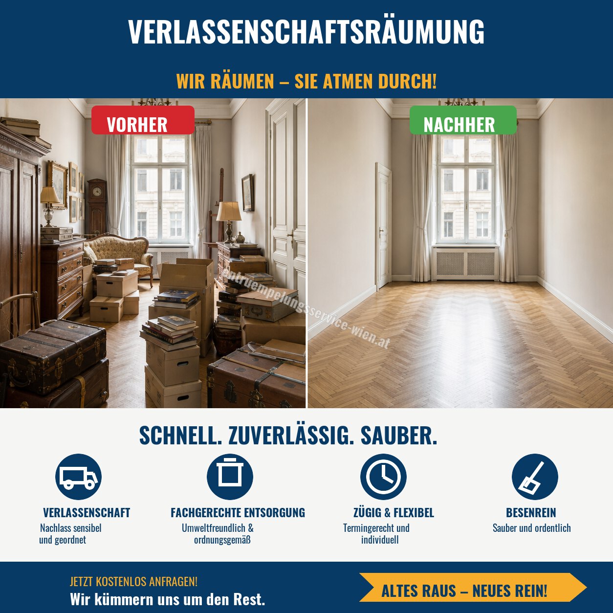 Verlassenschaft: geordnet übergebener Nachlassraum
