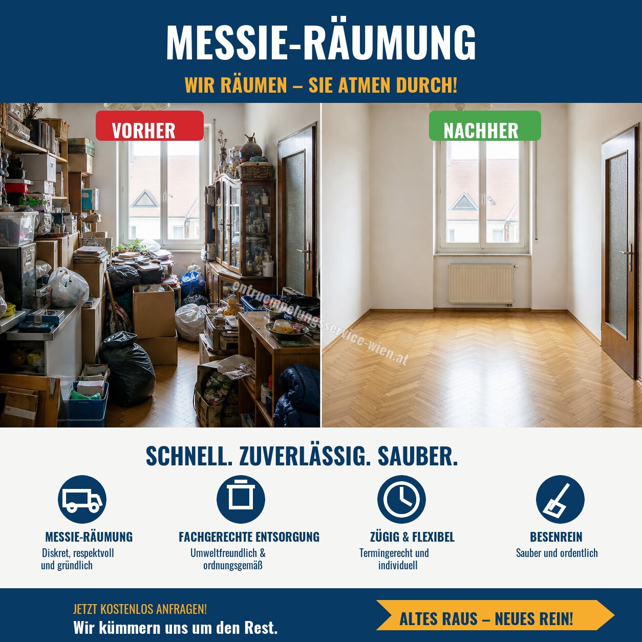 Messiwohnung: gereinigter Wohnraum